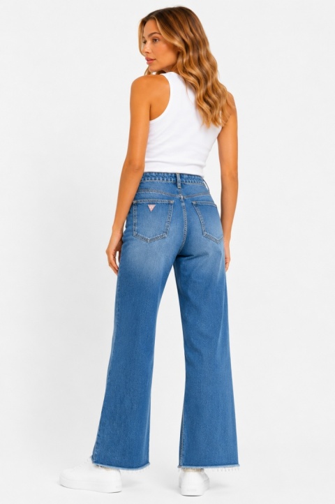 GUESS 80s Straight Jeans – damskie jeansy wide leg z przetarciami, rozmiar 26