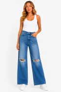 GUESS 80s Straight Jeans – damskie jeansy wide leg z przetarciami, rozmiar 26