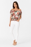 GUESS Bluzka Hiszpanka Kwiatowa Floral Print Marszczenie Rozmiar M