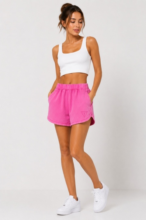 GUESS Dido Shorts Różowe Szorty Damskie Logo Triangle Rozmiar M