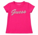 GUESS Kids Dziewczęcy T-shirt Różowy z Kryształkami Logo Rozmiar 5