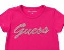 GUESS Kids Dziewczęcy T-shirt Różowy z Kryształkami Logo Rozmiar 5
