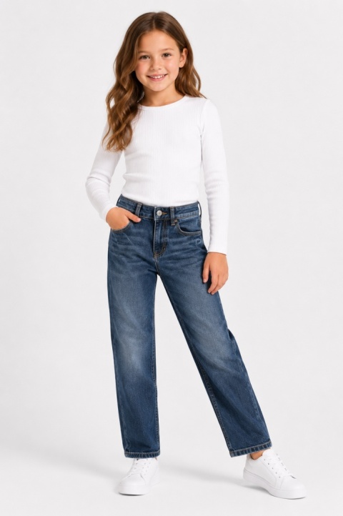 GUESS Kids Jeansy Dziewczęce Straight Fit Niebieskie Denim Rozm. 24 / EU 24