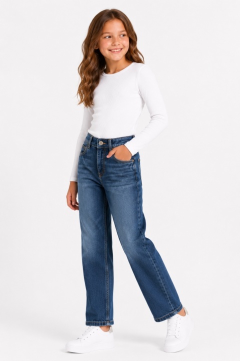GUESS Kids Jeansy Dziewczęce Straight Fit Niebieskie Denim Rozm. 24 / EU 24