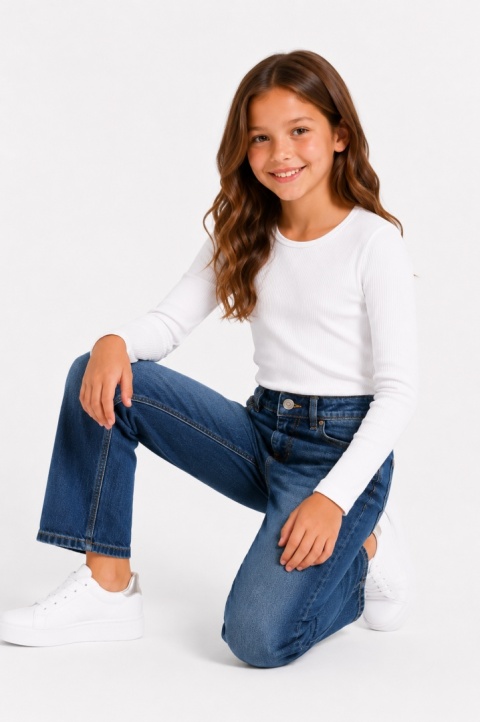 GUESS Kids Jeansy Dziewczęce Straight Fit Niebieskie Denim Rozm. 24 / EU 24