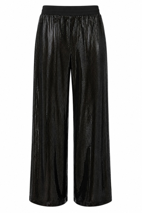 GUESS Margot Long Pants – błyszczące spodnie damskie glamour, czarne, rozmiar M