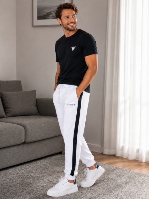 GUESS Męskie spodnie dresowe Jogger białe rozmiar XXL