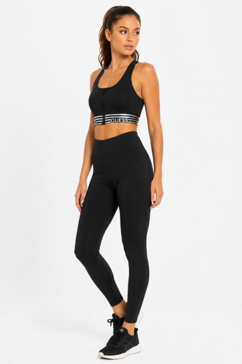GUESS Veda Active Top – sportowy top damski z zamkiem, czarny, rozmiar S