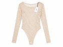 Guess Belle LS Body Koronkowe Nude Beżowe Długi Rękaw Rozmiar L