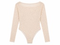 Guess Belle LS Body Koronkowe Nude Beżowe Długi Rękaw Rozmiar L