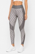 Guess Legginsy Sportowe Damskie Szaro-Beżowe Geometryczne XS