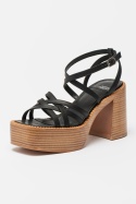 Jeffrey Campbell Sandały Clementine Chunky Leather, czarne rozmiar 40
