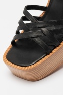 Jeffrey Campbell Sandały Clementine Chunky Leather, czarne rozmiar 40
