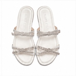 Stuart Weitzman – eleganckie sandały z kryształkowymi kokardkami Rozmiar 34.5