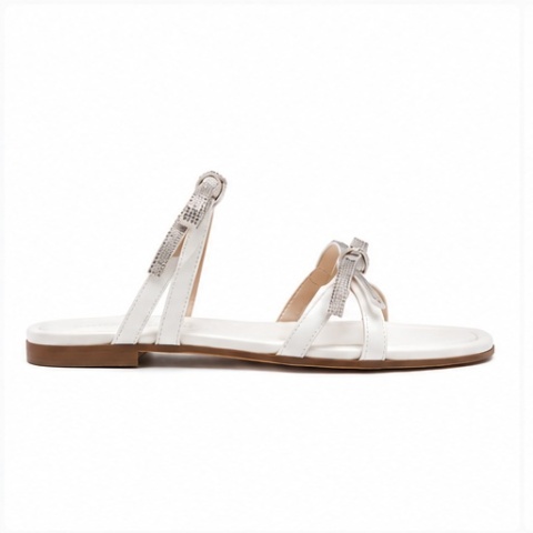 Stuart Weitzman – eleganckie sandały z kryształkowymi kokardkami Rozmiar 34.5