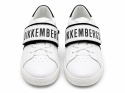 Bikkembergs Junior Skórzane Sneakersy Białe z Logo na Rzepie Rozmiar 39