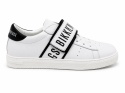 Bikkembergs Junior Skórzane Sneakersy Białe z Logo na Rzepie Rozmiar 39