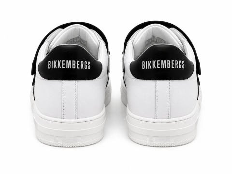 Bikkembergs Junior Skórzane Sneakersy Białe z Logo na Rzepie Rozmiar 39