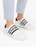 Bikkembergs Junior Skórzane Sneakersy Białe z Logo na Rzepie Rozmiar 39