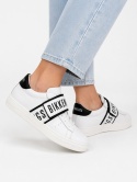 Bikkembergs Junior Skórzane Sneakersy Białe z Logo na Rzepie Rozmiar 39