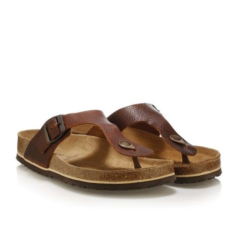 BioSoft Comfort & Easy Walk Skóra naturalna profilowana klapki japonki brązowe 47