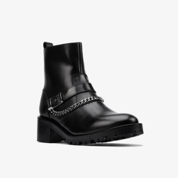 CLARKS WOMEN'S ROSELEIGH HIGH BLACK rozmiar 40 BOTKI skóra naturalna