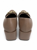 Furla Chain Pump 80 Skórzane Czółenka na Słupku Greige/Cognac Rozmiar 39