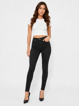 GUESS 1981 Skinny High Rise Jeans Damskie Czarne w Delikatne Prążki – Rozmiar 24
