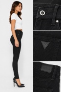 GUESS 1981 Skinny High Rise Jeans Damskie Czarne w Delikatne Prążki – Rozmiar 24