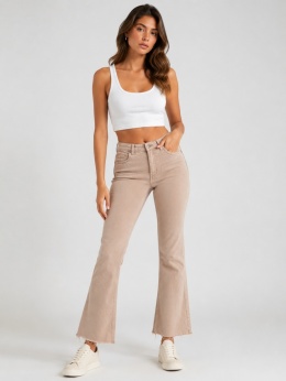 GUESS Arya Cropped Mini Flare Jeans Damskie Beżowe – 24/27 dzwony