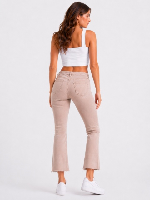 GUESS Arya Cropped Mini Flare Jeans Damskie Beżowe – 24/27 dzwony