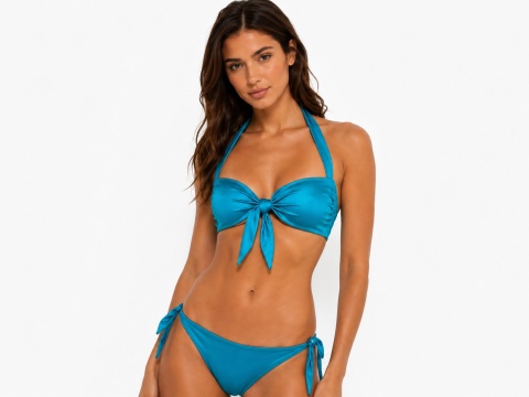 GUESS Beach – Góra od stroju kąpielowego Bralette z wiązaniem – Turkusowa – Rozmiar M