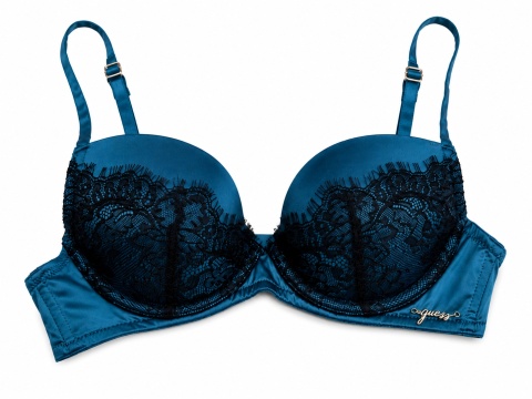 GUESS Biustonosz Push-Up z Koronką Turkusowy/Czarny 30B