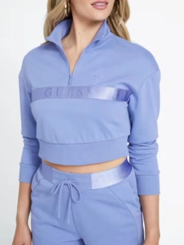GUESS Bluza Damska Crop 1/2 Zip Fioletowa/Lawendowa rozmiar M