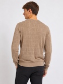 GUESS Męski sweter bawełniany Monogram Logo Beige 100% Cotton Rozmiar M