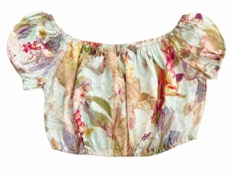 Guess Damska lniana bluzka hiszpanka w kwiaty 100% len r. XL (EU 46)