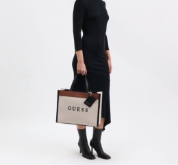 Guess Khai Tote HFWV8915250 Damska Torebka Shopper Beżowo-Brązowa