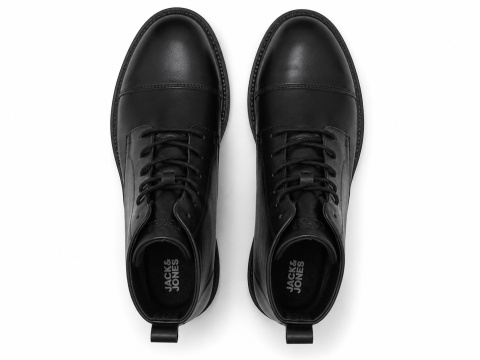 Jack & Jones skórzane botki męskie czarne sznurowane – rozmiar 42