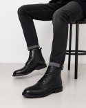 Jack & Jones skórzane botki męskie czarne sznurowane – rozmiar 42