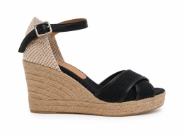 Kanna – damskie sandały na koturnie espadryle, czarne, rozmiar 42