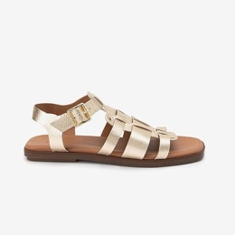 Next Złote skórzane sandały gladiatorki Skóra naturalna Forever Comfort rozmiar 42