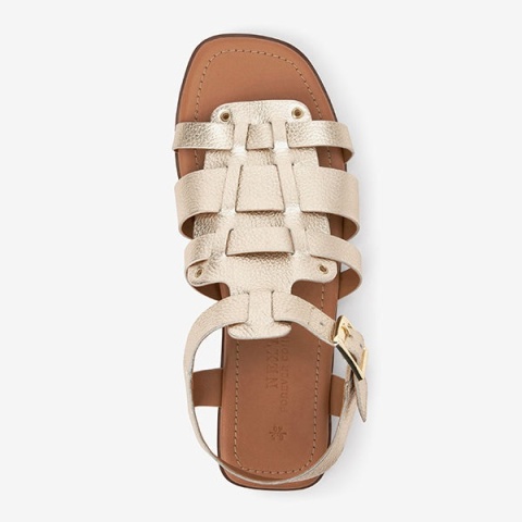 Next Złote skórzane sandały gladiatorki Skóra naturalna Forever Comfort rozmiar 42