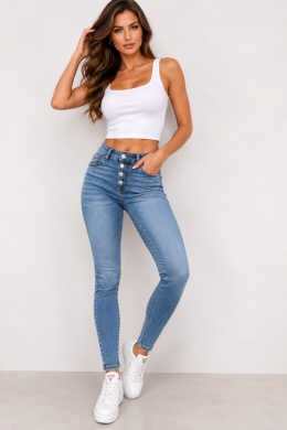 GUESS High Rise Skinny Fenice – damskie jeansy z wysokim stanem, jasny denim, W24 L29