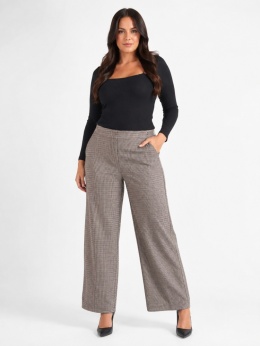 GUESS Ines Palazzo Pant – damskie spodnie w pepitkę, szeroka nogawka, XL / EU 46