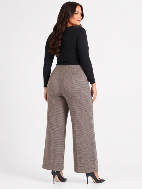 GUESS Ines Palazzo Pant – damskie spodnie w pepitkę, szeroka nogawka, XL / EU 46