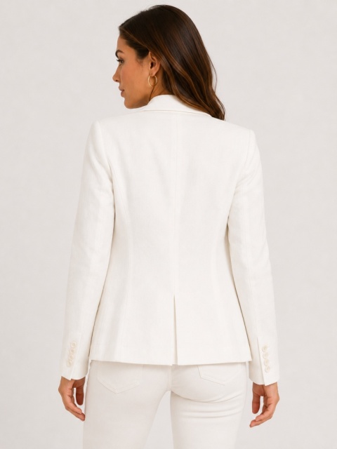 GUESS Jenny Blazer – Biała marynarka damska lniana – rozm. S (EU 36)