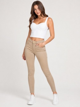 GUESS Sculpt High Rise Skinny – damskie spodnie, beżowe, rozmiar 27