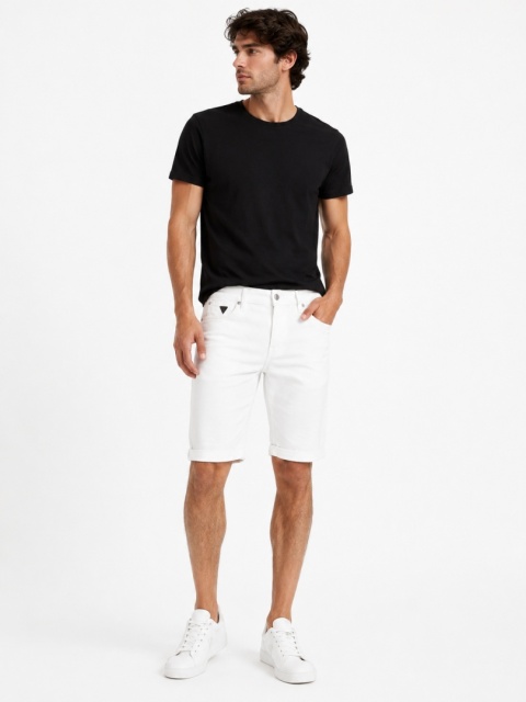 GUESS Sonny Short Białe Szorty Jeansowe Stretch Logo AGHW r. L
