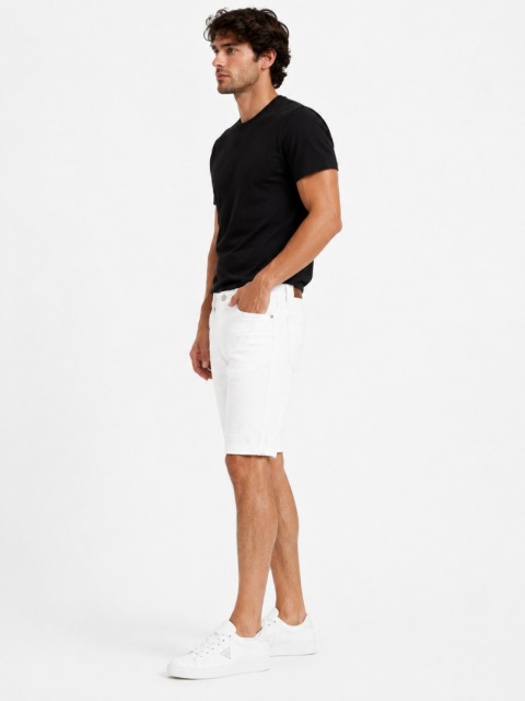 GUESS Sonny Short Białe Szorty Jeansowe Stretch Logo AGHW r. L