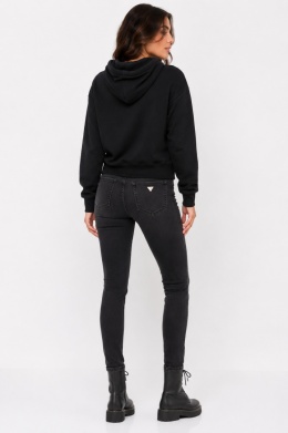 GUESS Zendra Hoodie – Czarna Bluza z Kapturem Logo 3D – Rozmiar S